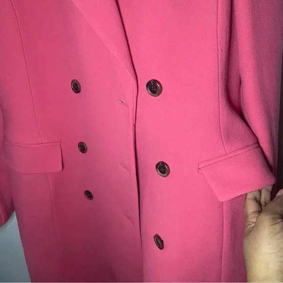 Like New J.Crew Double-Breasted Coat, Italian Double Cloth In Pink - Size 8 - Picture 3 of 9